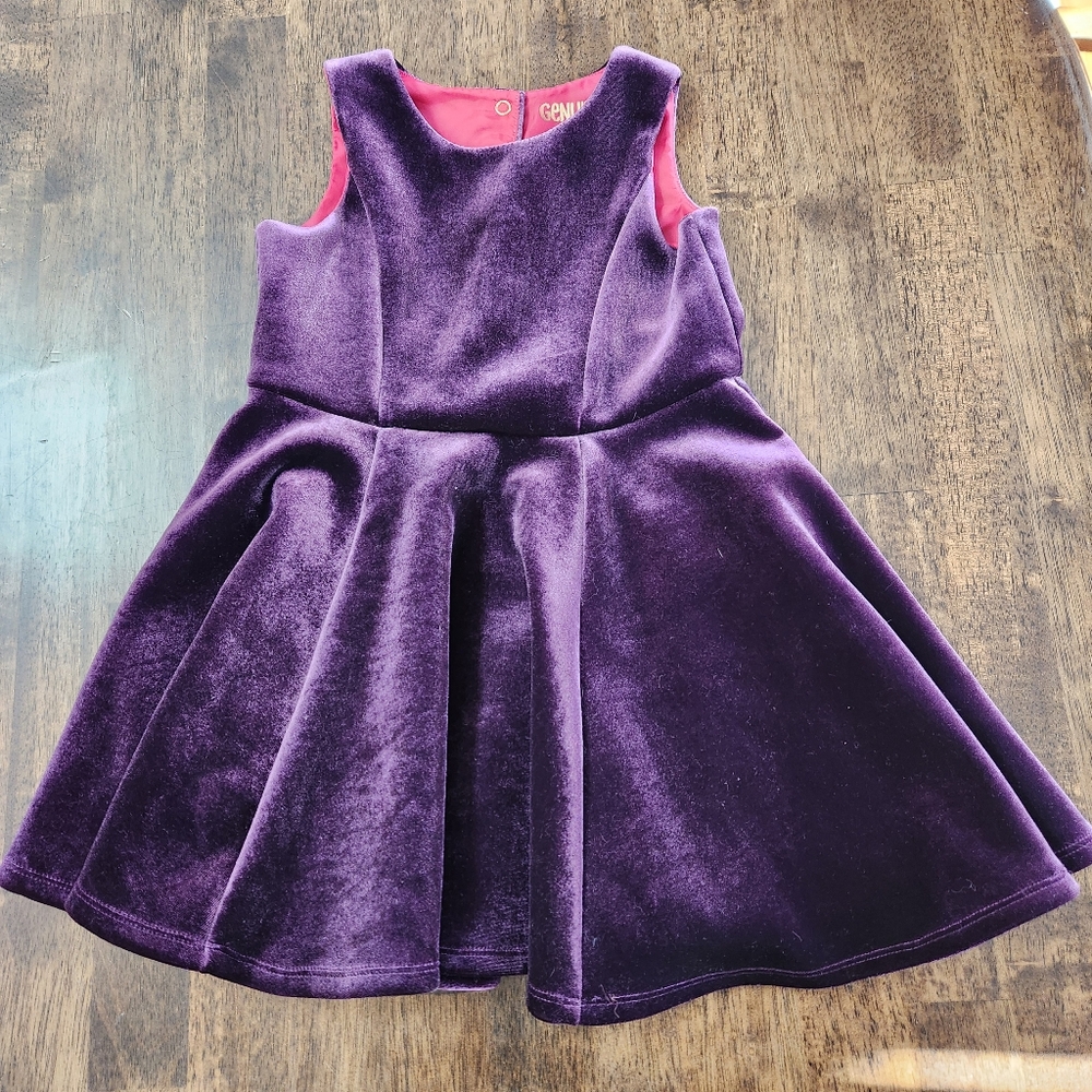 Genuine Kids OshKosh B'gosh Purple Velvet Button A-line Girls Dress - Size 5t